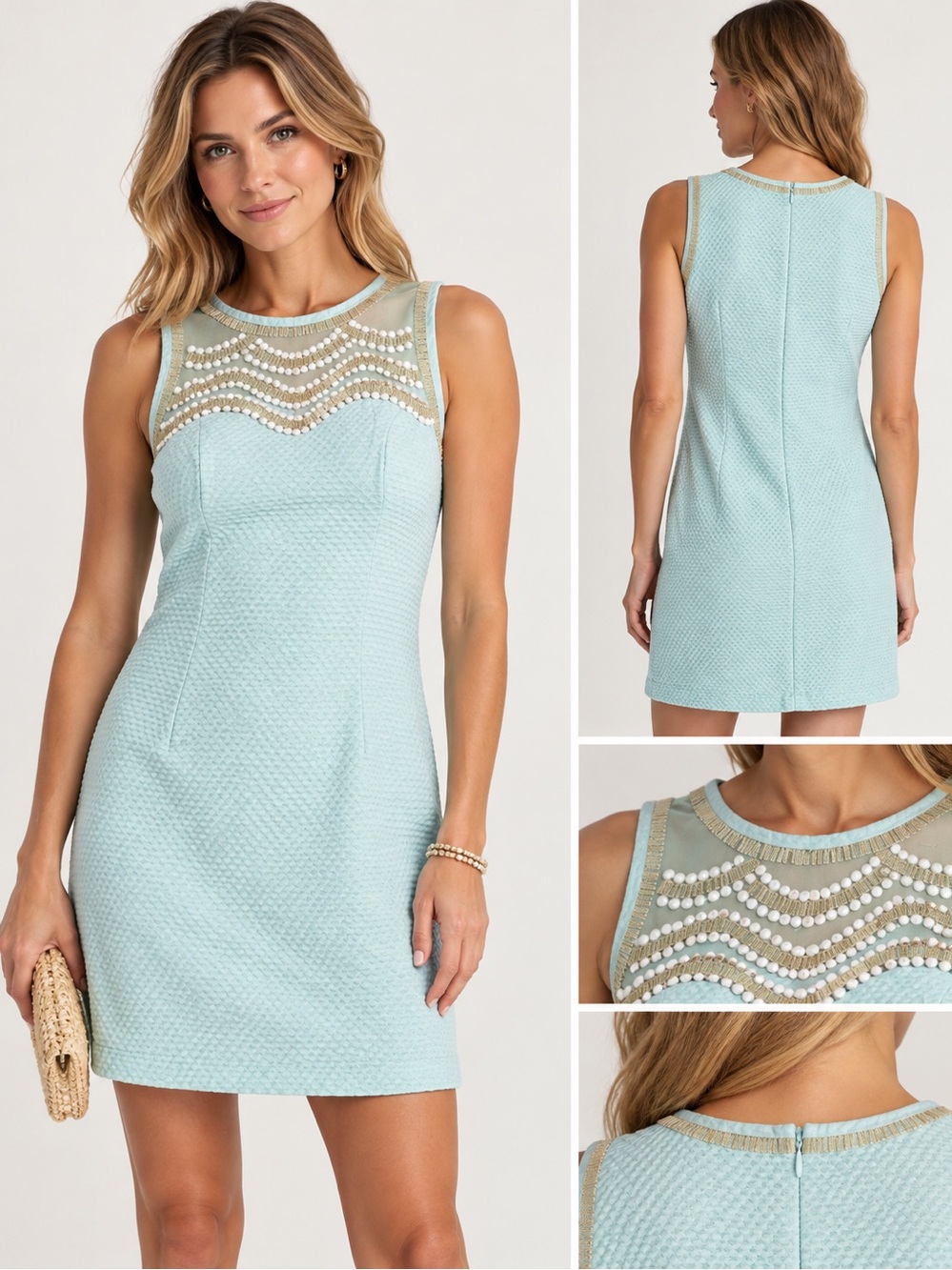 Lilly Pulitzer Mint Shift Dress with Beaded Yoke
